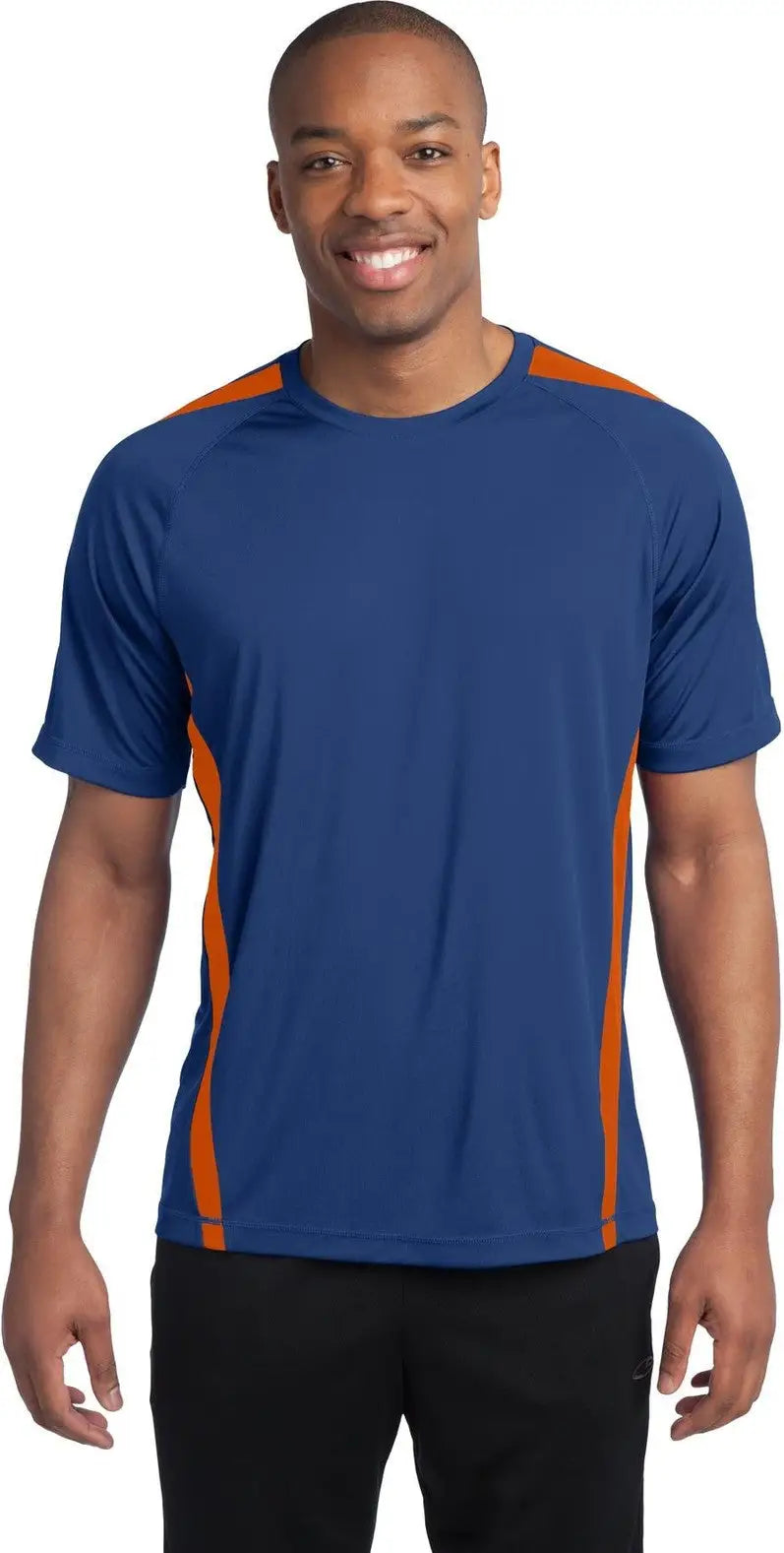 Sport-tek St351 Colorblock Posicharge Competitor Tee - True Royal Deep Orange - Royal/ / Adult s