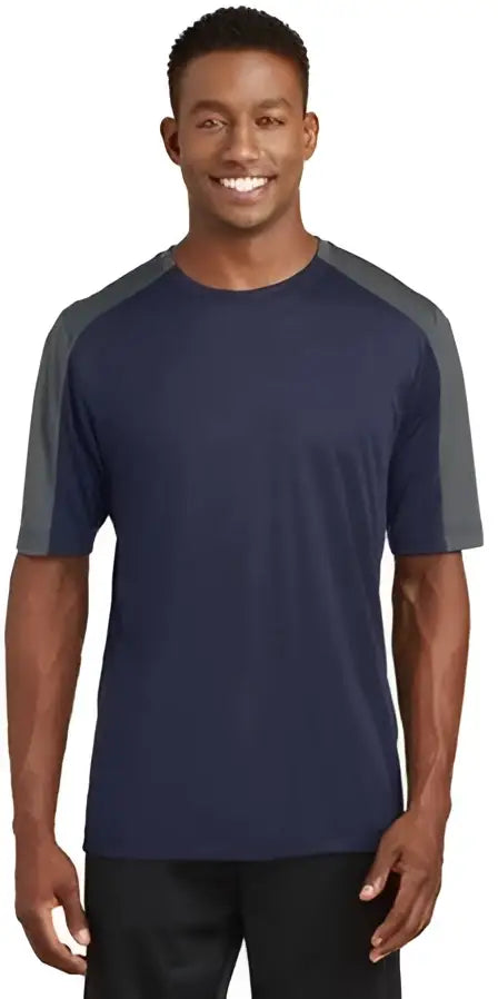 Sport-tek St354 Posicharge Competitor Sleeve-blocked Tee - Black Iron Gray - Black/ / Adult Xs
