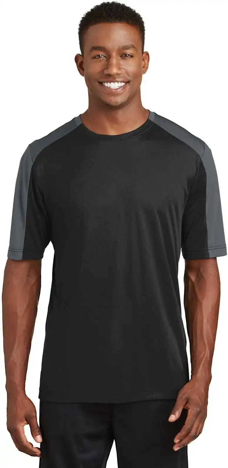 Sport-tek St354 Posicharge Competitor Sleeve-blocked Tee - Black Iron Gray