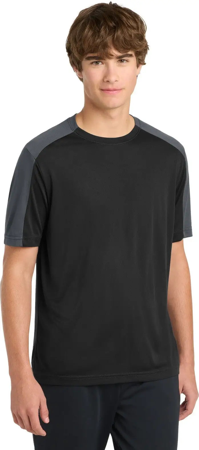 Sport-tek St354 Posicharge Competitor Sleeve-blocked Tee - Black Iron Gray - Black/ / Adult Xs