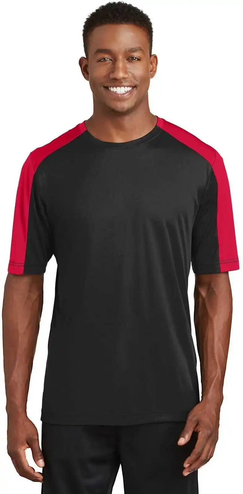 Sport-tek St354 Posicharge Competitor Sleeve-blocked Tee - Black True Red