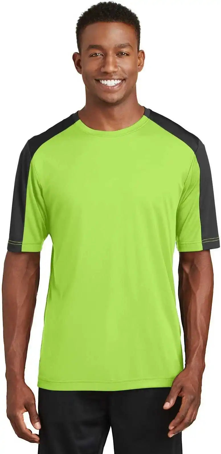 Sport-tek St354 Posicharge Competitor Sleeve-blocked Tee - Lime Shock Black