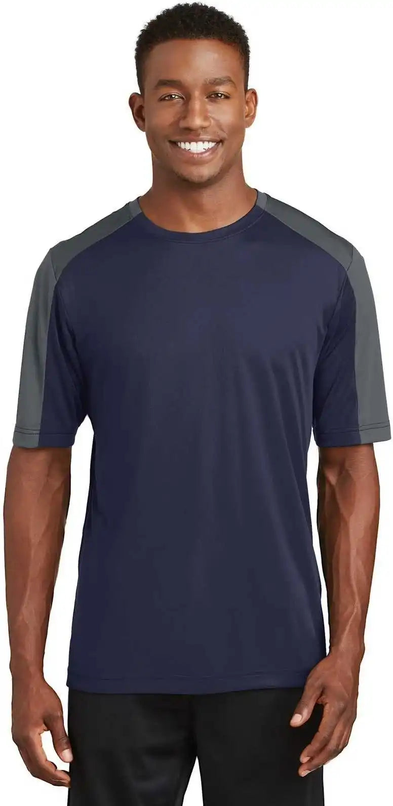 Sport-tek St354 Posicharge Competitor Sleeve-blocked Tee - True Navy Iron Gray