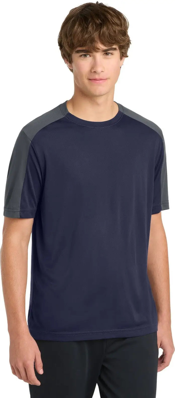 Sport-tek St354 Posicharge Competitor Sleeve-blocked Tee - True Navy Iron Gray - Navy/ / Adult Xs