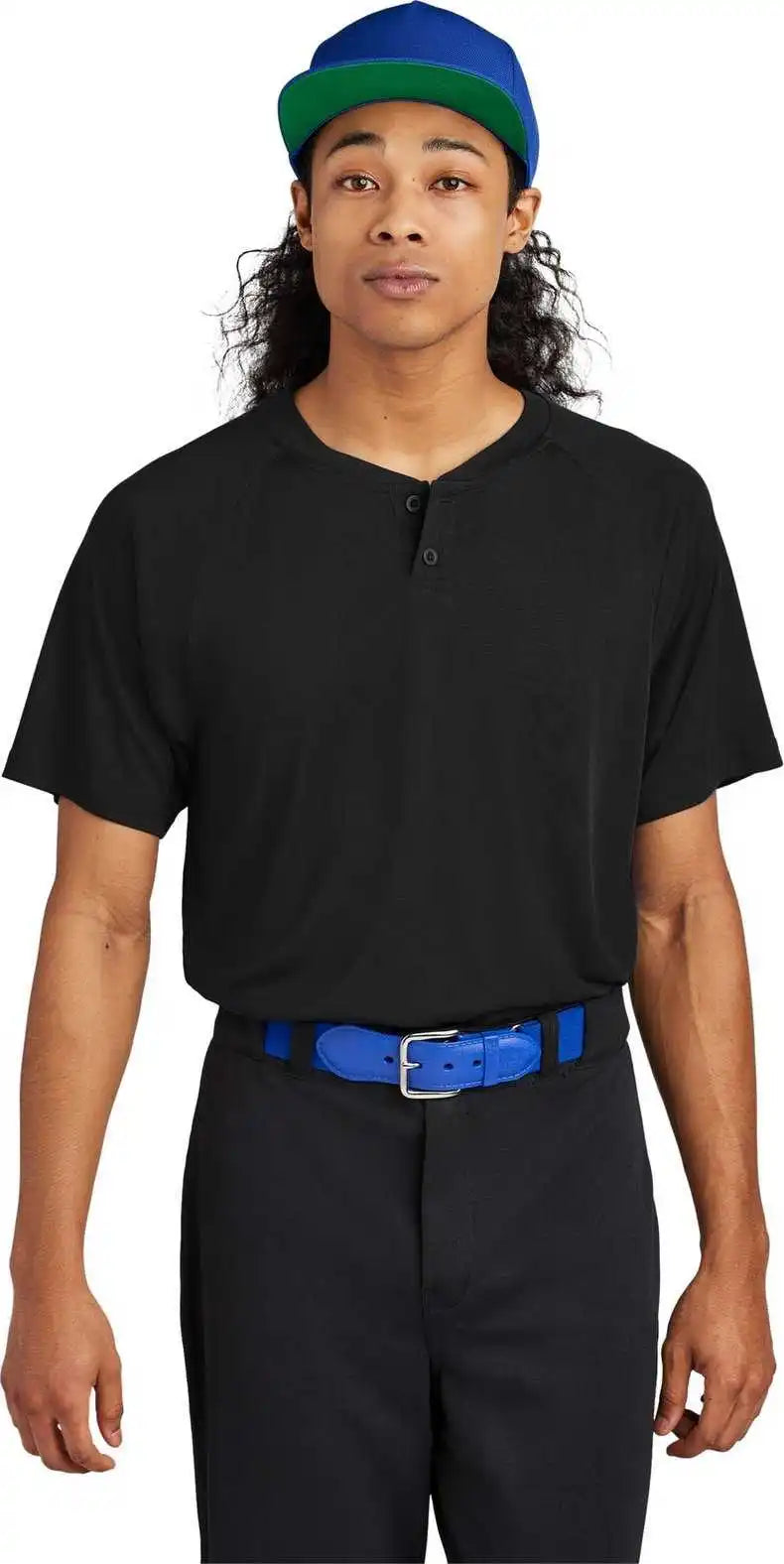 Sport Tek St359 Posicharge Competitor 2 Button Henley Black