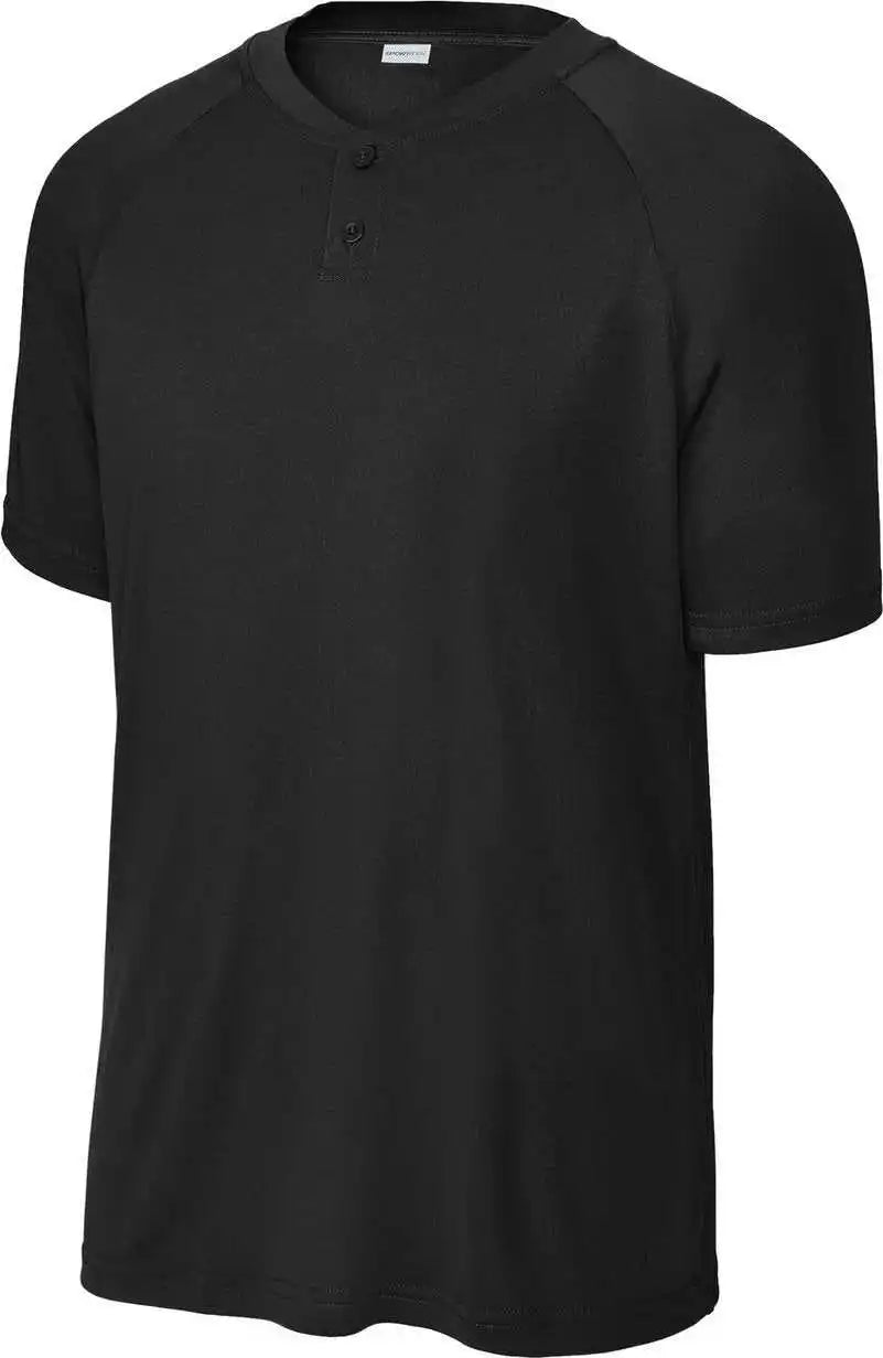Sport Tek St359 Posicharge Competitor 2 Button Henley Black