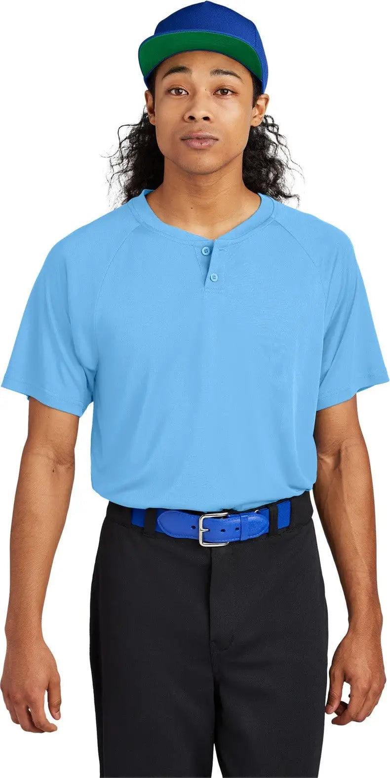Sport-tek St359 Posicharge Competitor 2-button Henley - Carolina Blue - Adult Xs