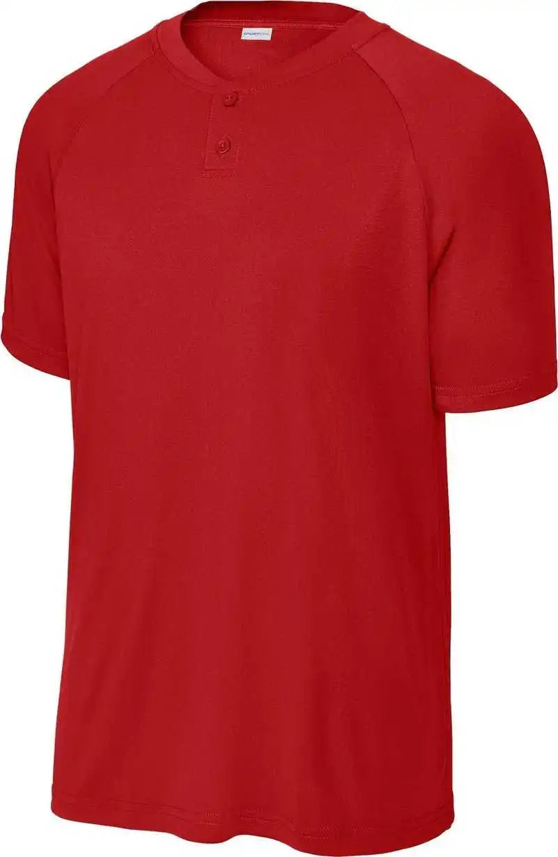 Sport Tek St359 Posicharge Competitor 2 Button Henley Deep Red