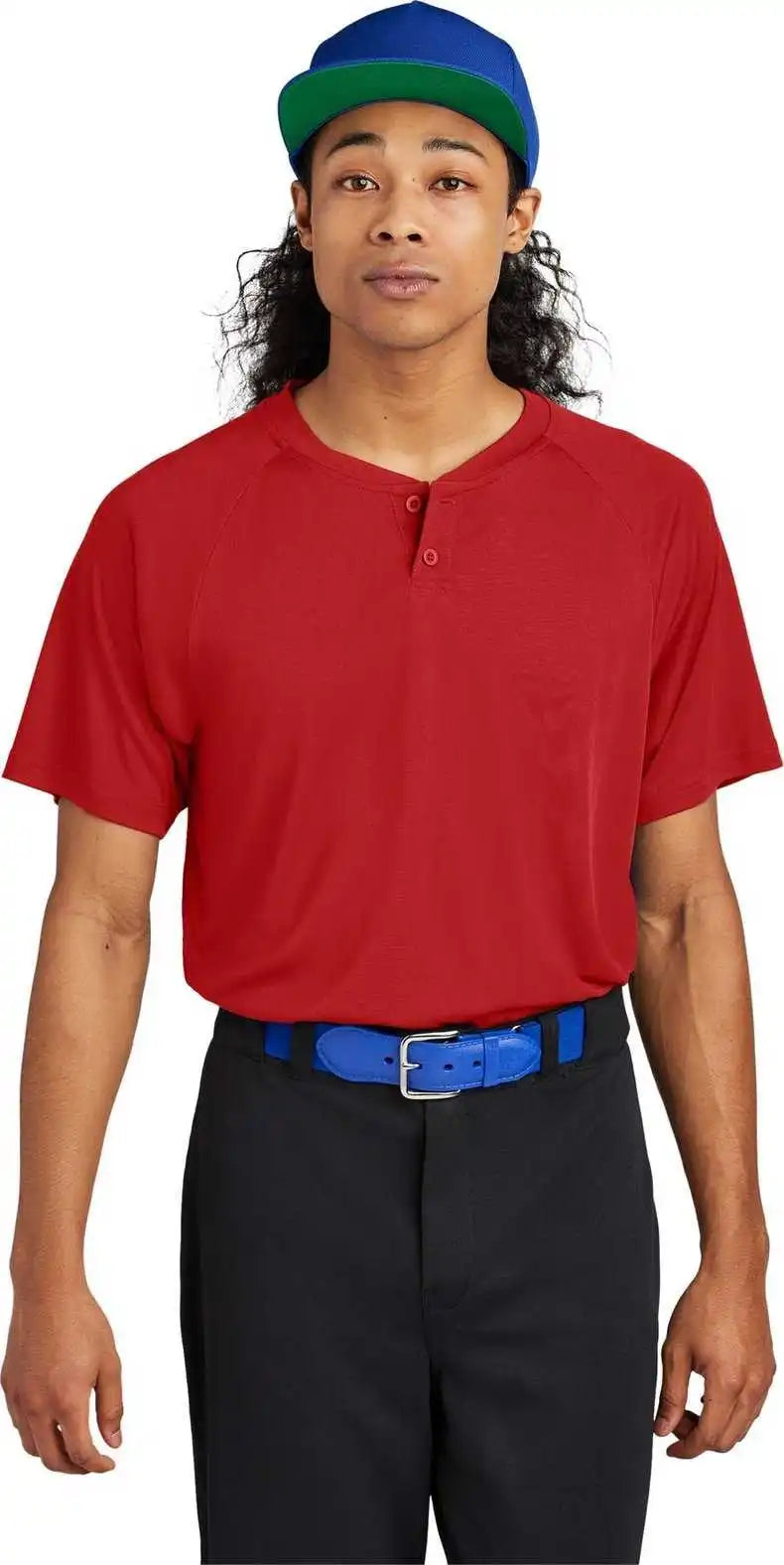 Sport Tek St359 Posicharge Competitor 2 Button Henley Deep Red