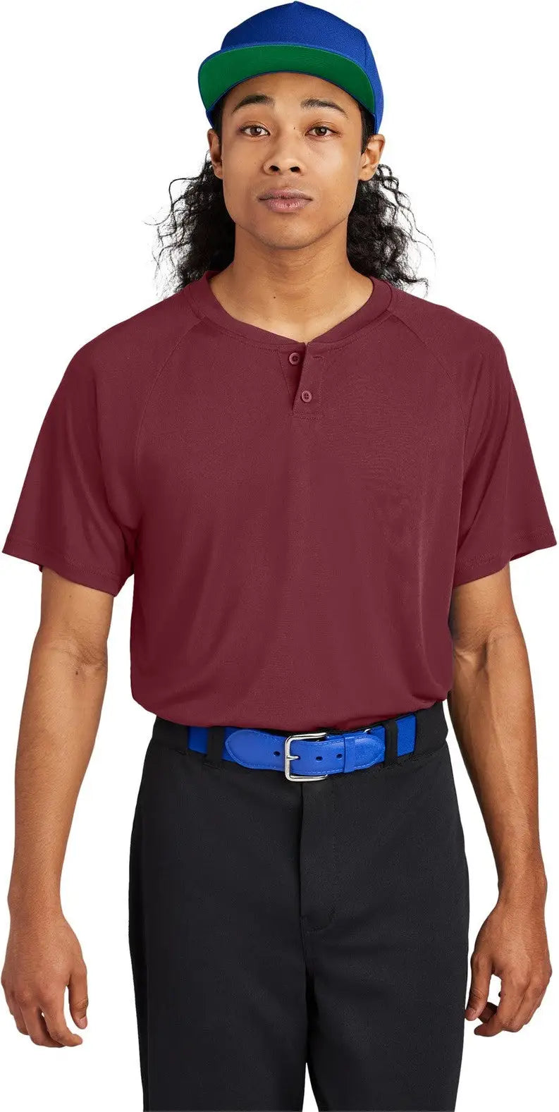 Sport-tek St359 Posicharge Competitor 2-button Henley - Maroon - Adult Xs