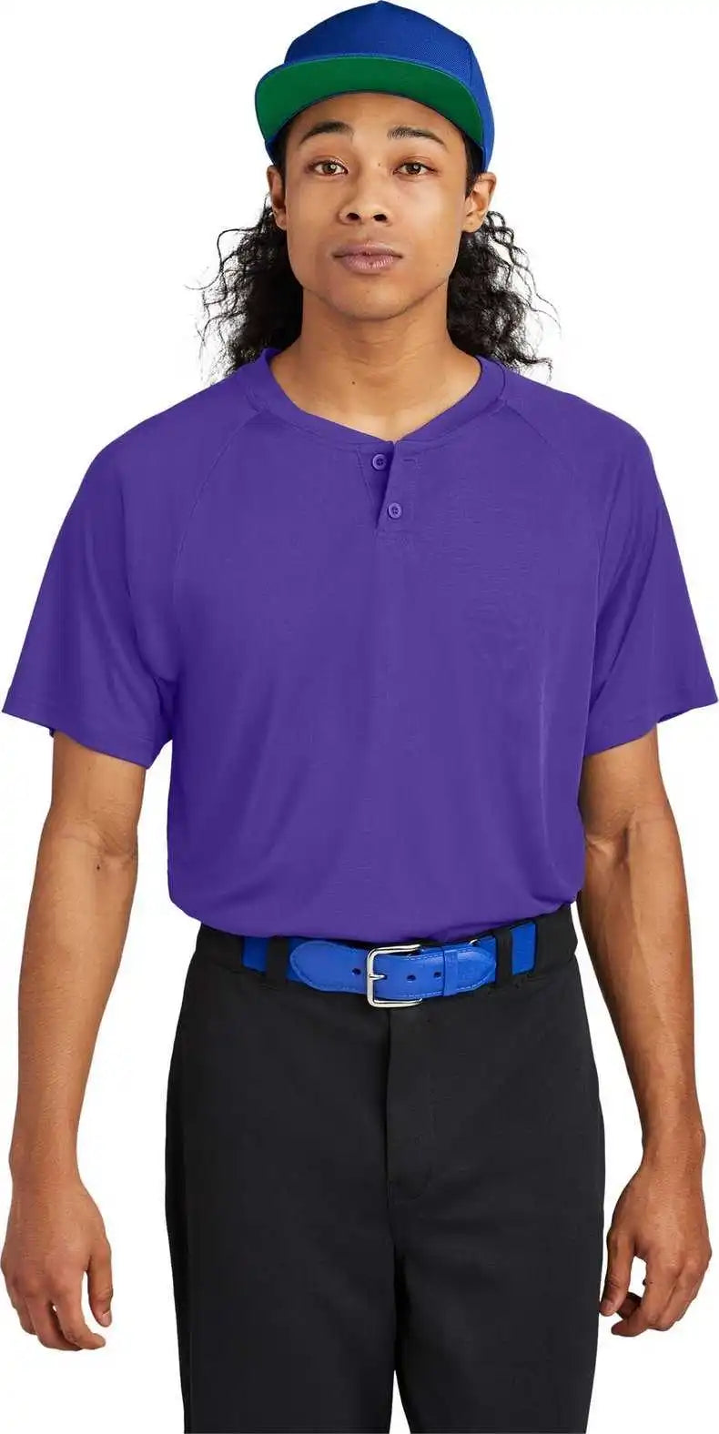 Sport Tek St359 Posicharge Competitor 2 Button Henley Purple
