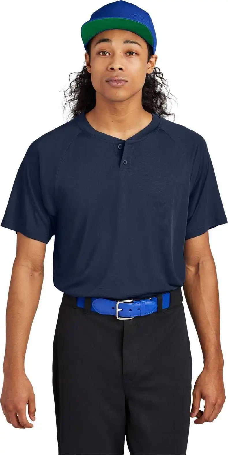 Sport Tek St359 Posicharge Competitor 2 Button Henley True Navy