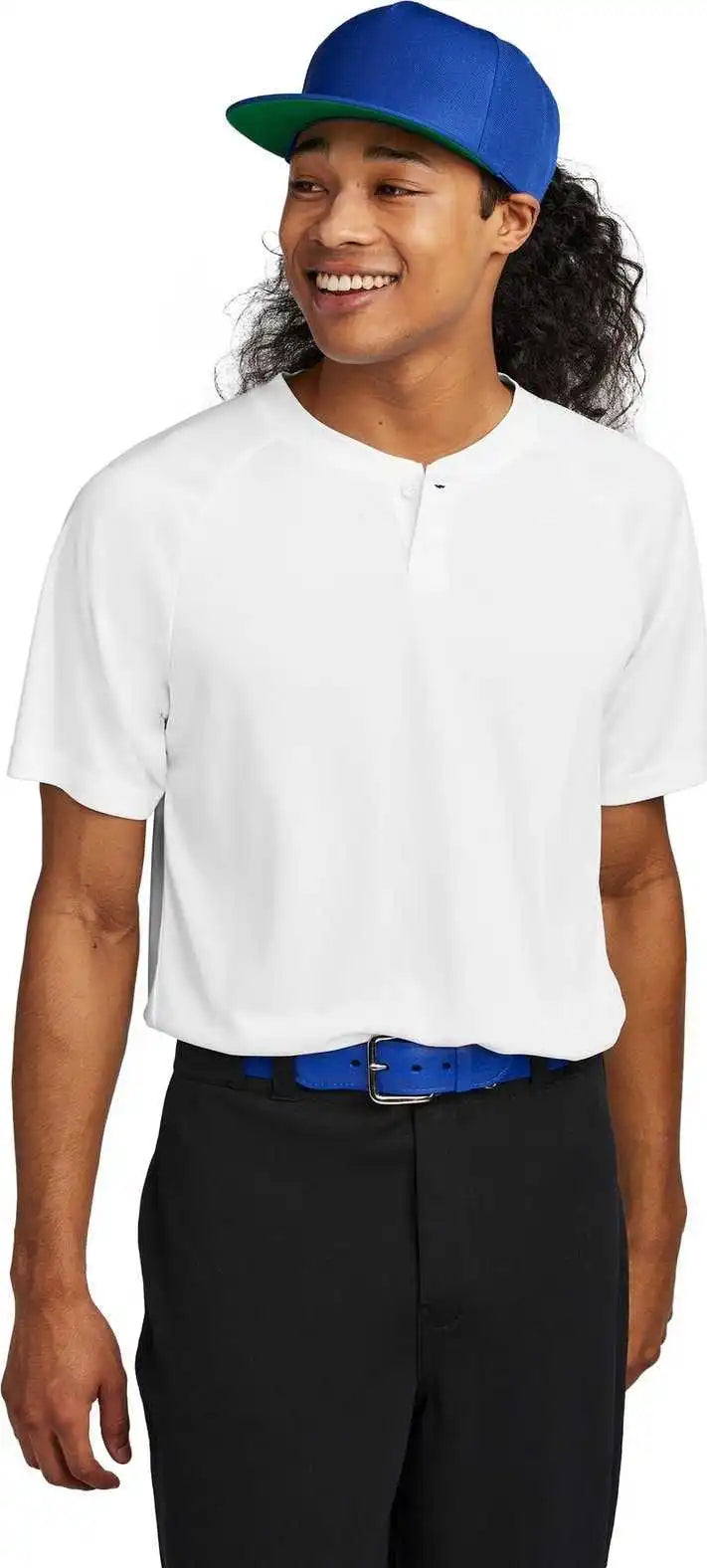 Sport Tek St359 Posicharge Competitor 2 Button Henley White