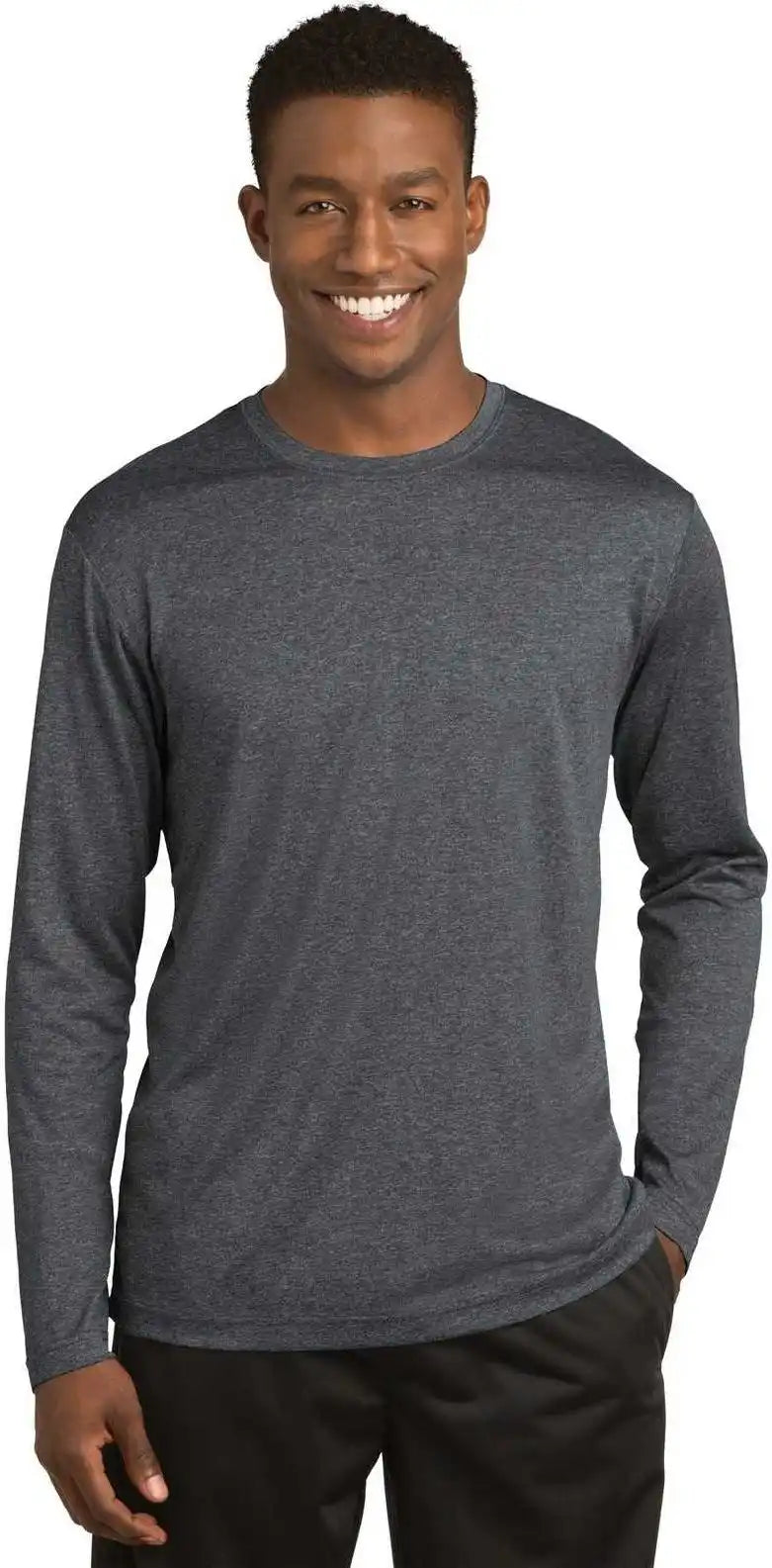 Sport Tek St360ls Long Sleeve Heather Contender Tee Graphite