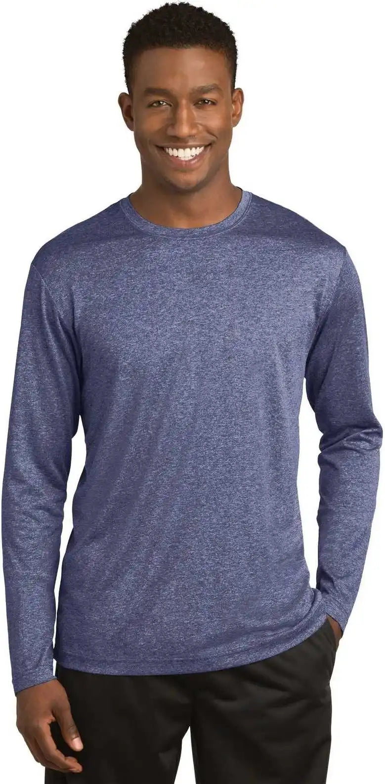 Sport-tek St360ls Long Sleeve Heather Contender Tee - True Navy