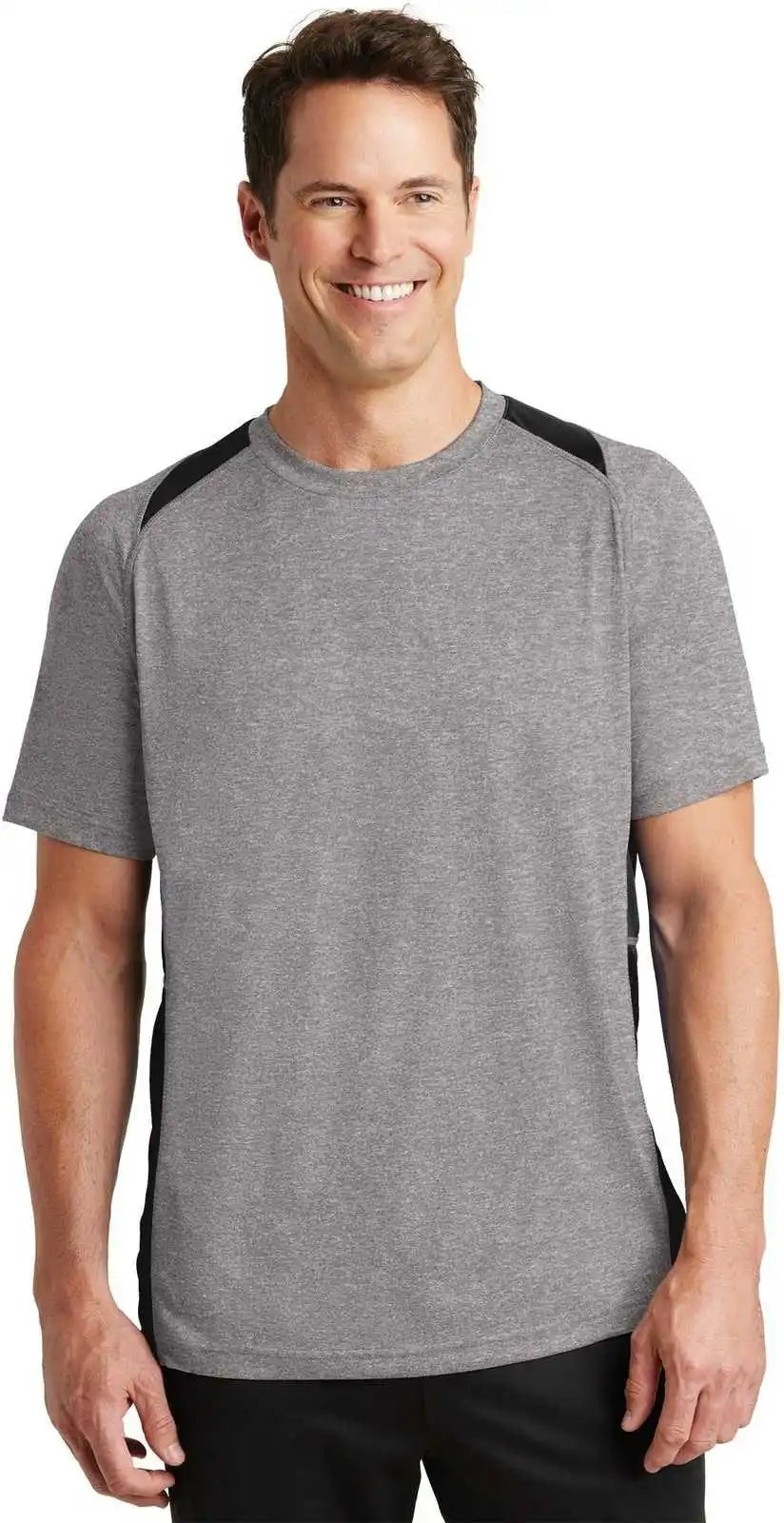 Sport-tek St361 Heather Colorblock Contender Tee - Vintage Black