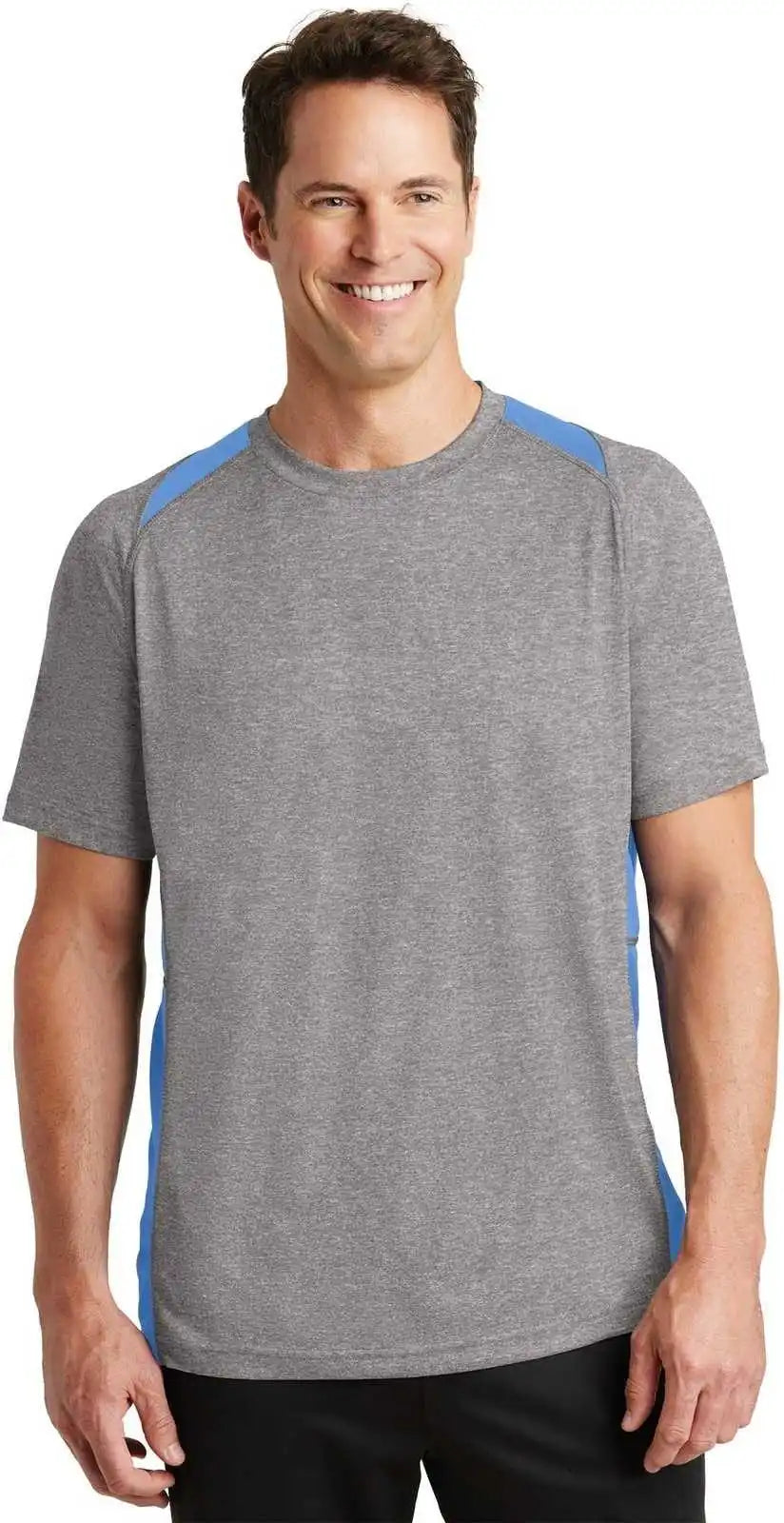 Sport-tek St361 Heather Colorblock Contender Tee - Vintage Carolina Blue