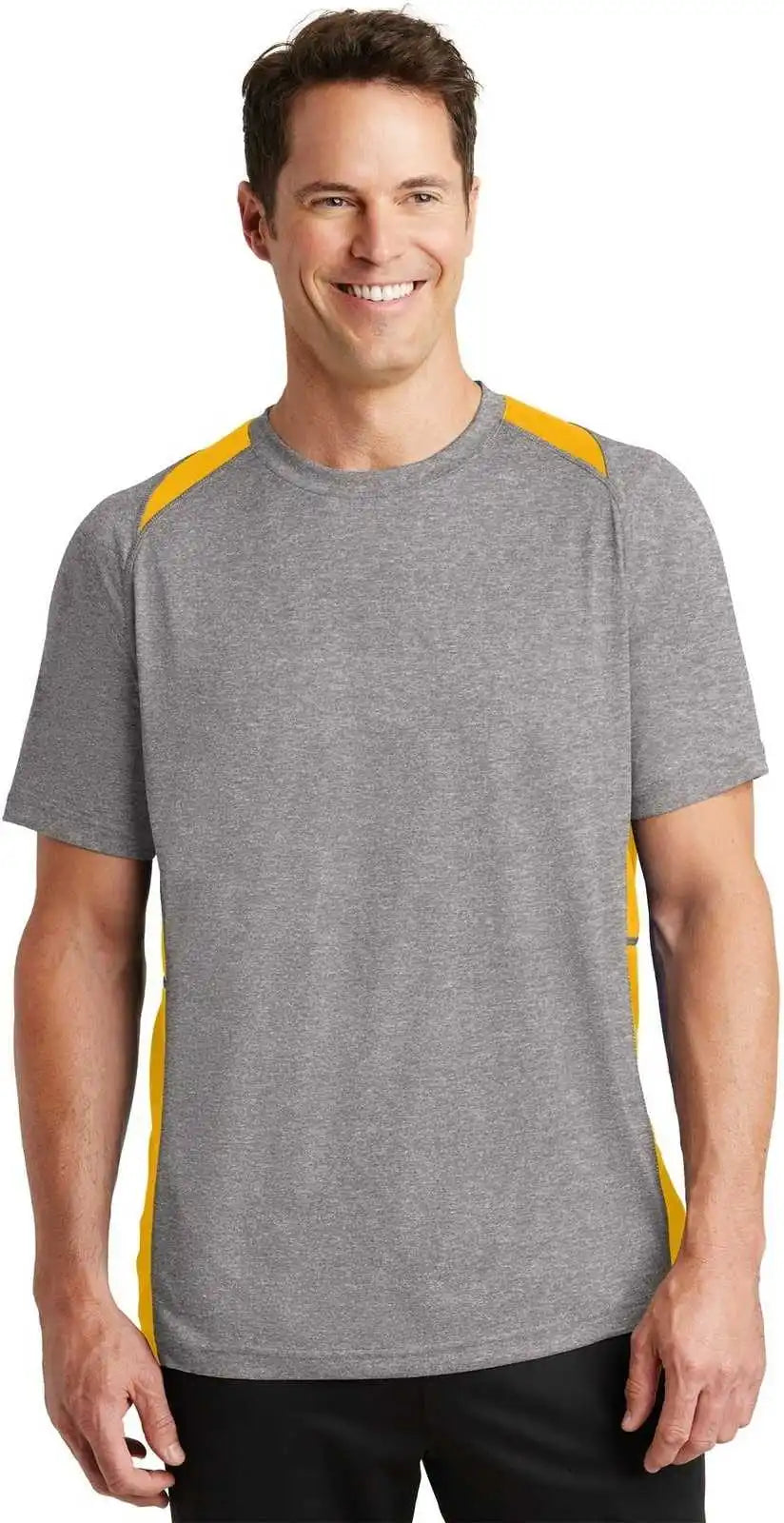 Sport-tek St361 Heather Colorblock Contender Tee - Vintage Gold