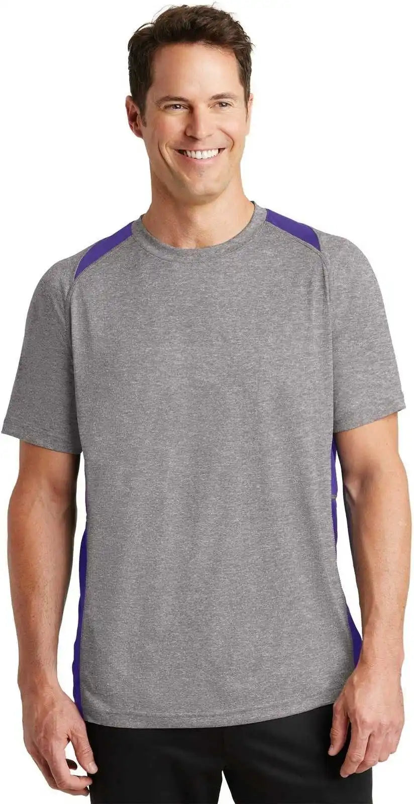 Sport-tek St361 Heather Colorblock Contender Tee - Vintage Purple
