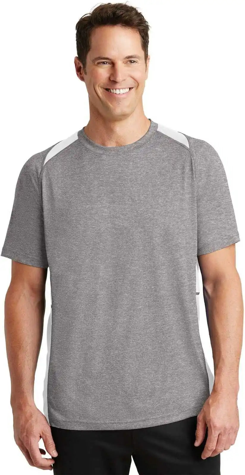 Sport-tek St361 Heather Colorblock Contender Tee - Vintage White