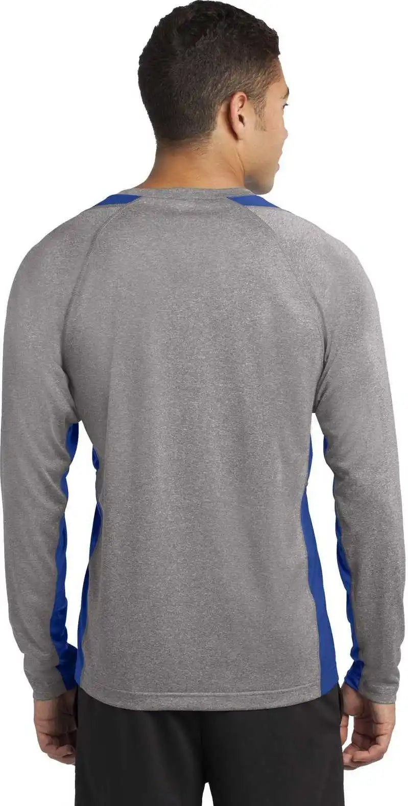 Sport Tek St361ls Long Sleeve Heather Colorblock Contender Tee Vintage True Royal