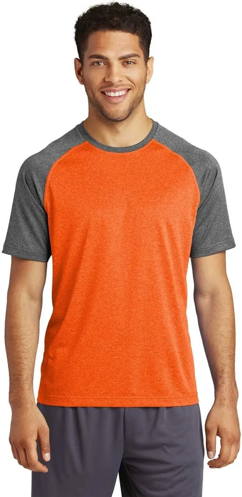 Sport-tek St362 Heather-on-heather Contender Tee - Deep Orange Heather Graphite