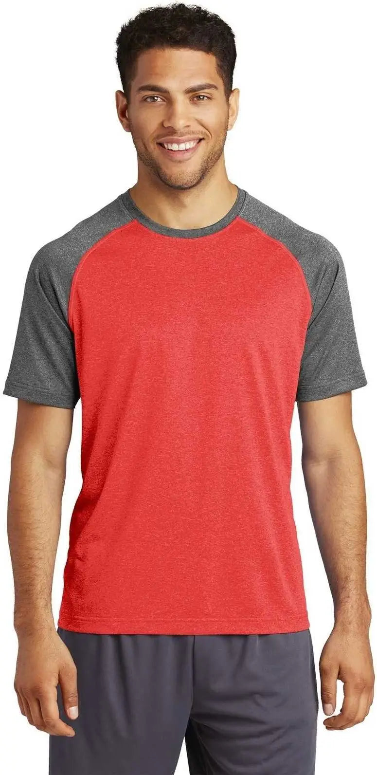 Sport-tek St362 Heather-on-heather Contender Tee - Scarlet Heather Graphite