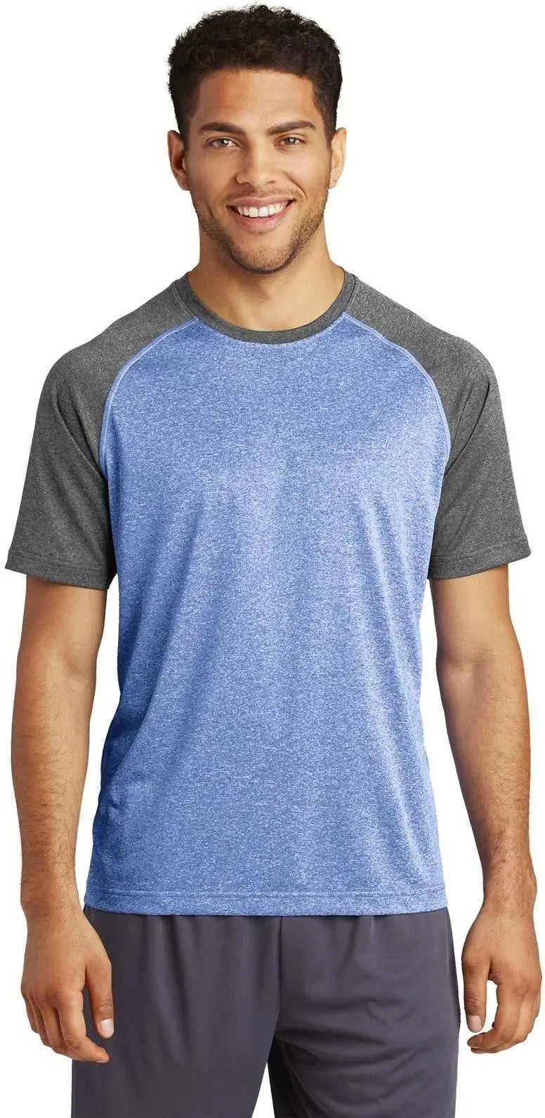 Sport-tek St362 Heather-on-heather Contender Tee - True Royal Heather Graphite