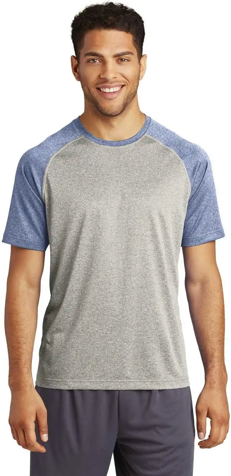 Sport-tek St362 Heather-on-heather Contender Tee - Vintage Heather True Navy