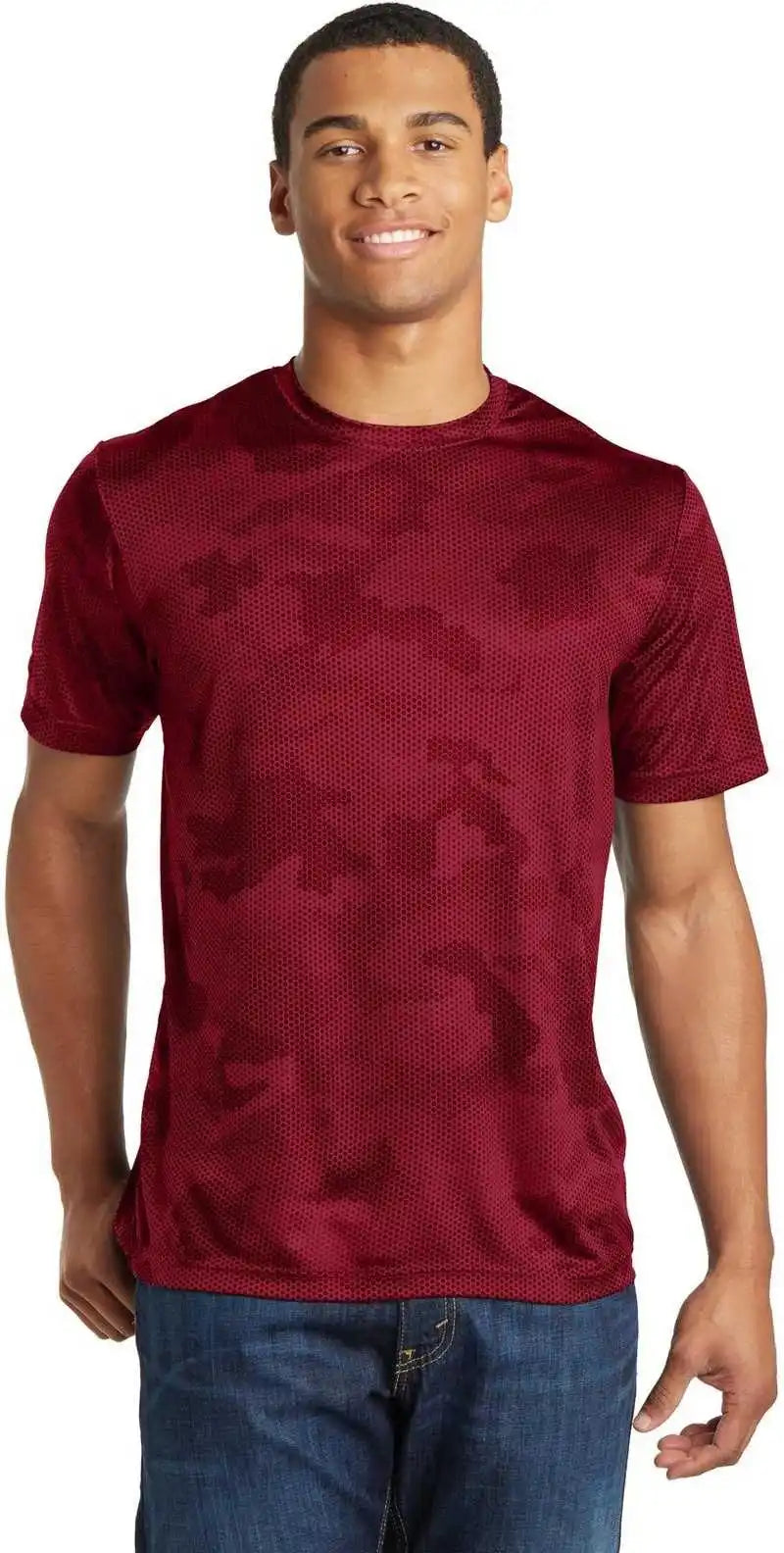 Sport Tek St370 Camohex Tee Deep Red
