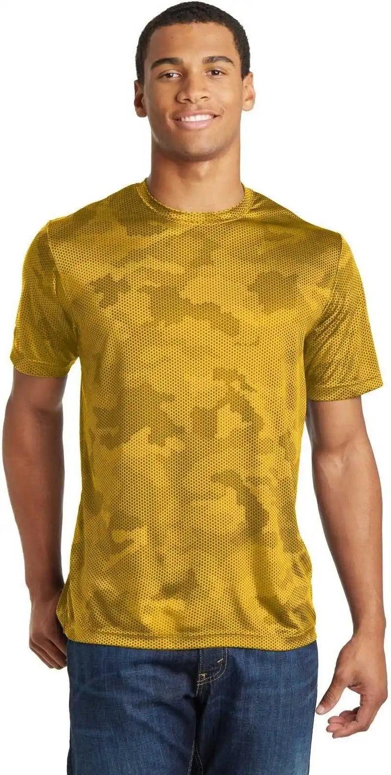 Sport Tek St370 Camohex Tee Gold