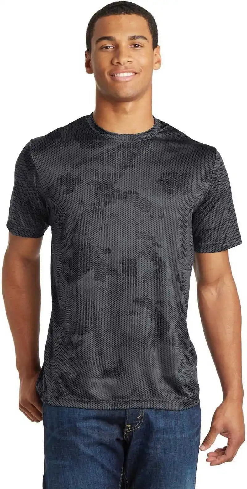 Sport-tek St370 Camohex Tee - Iron Gray