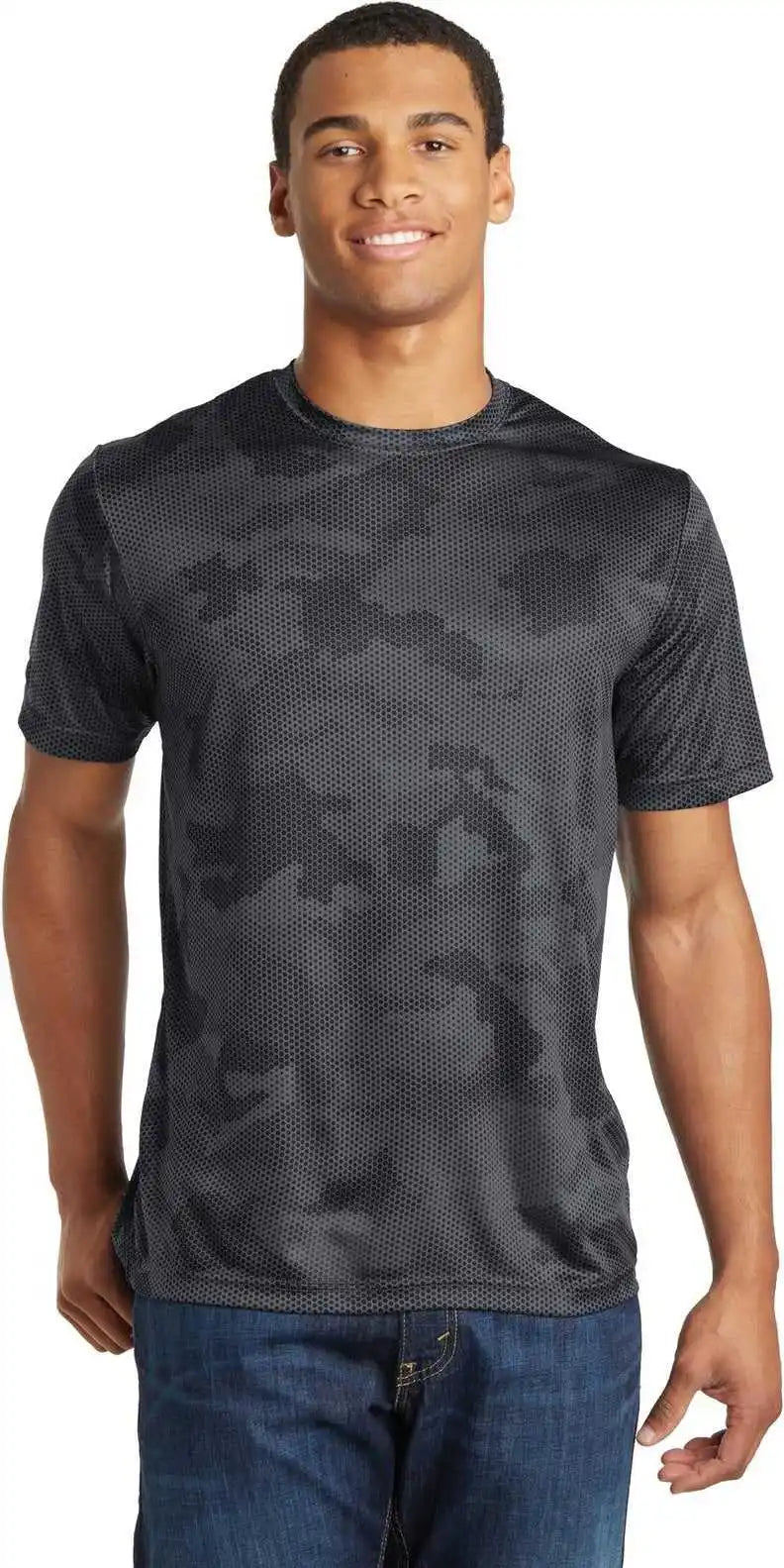 Sport-tek St370 Camohex Tee - Iron Grey
