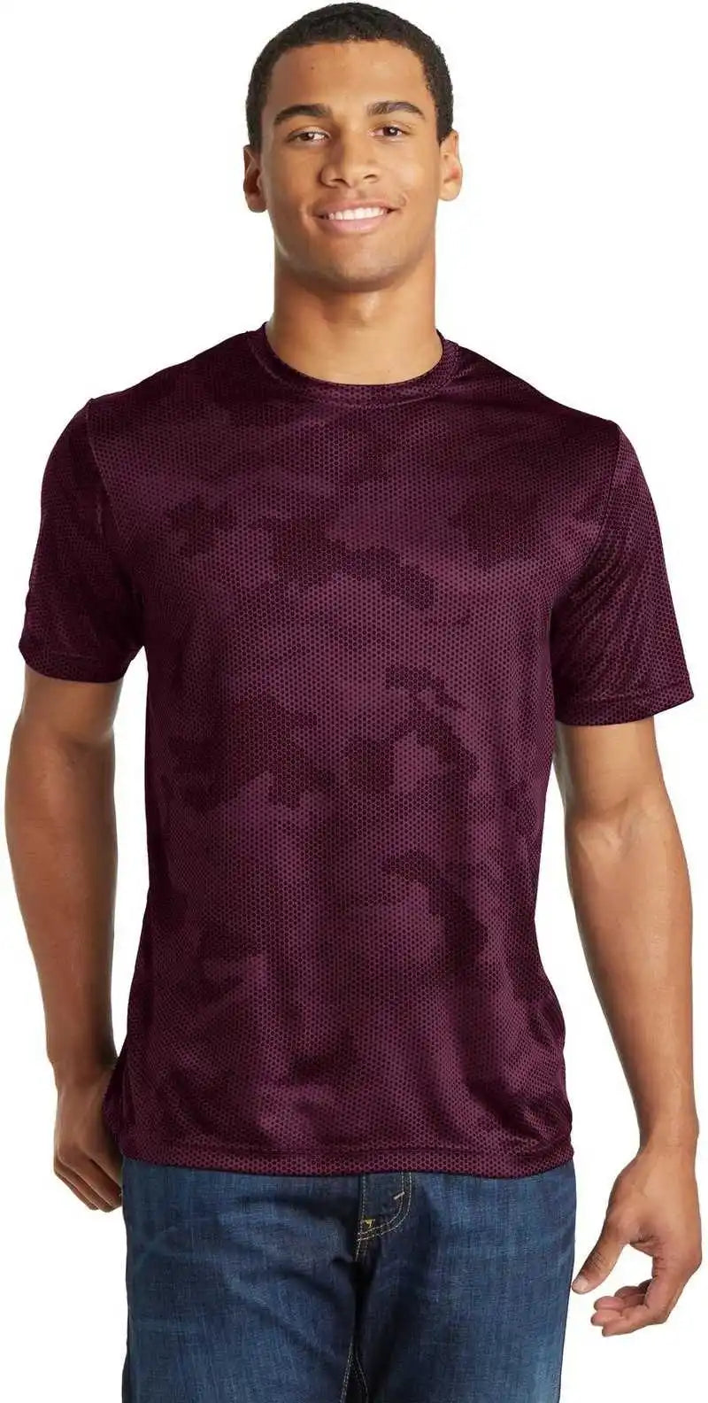 Sport-tek St370 Camohex Tee - Maroon