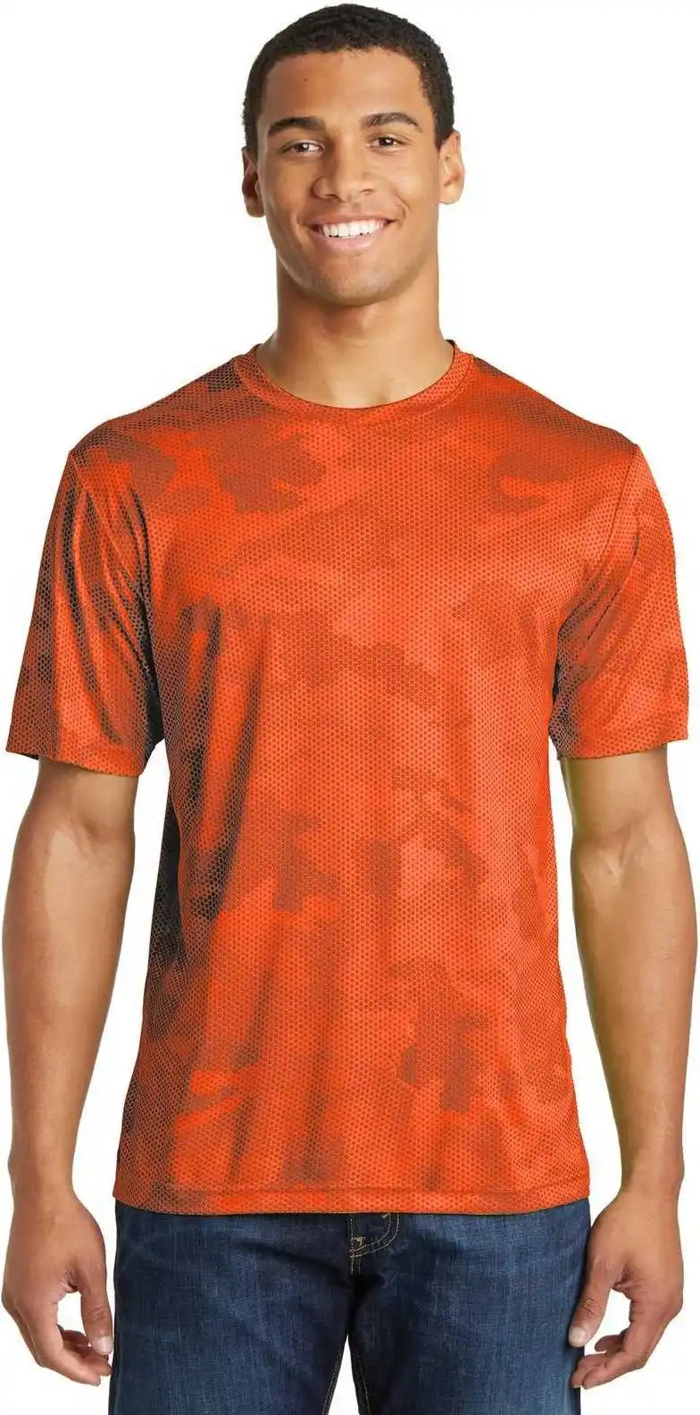 Sport-tek St370 Camohex Tee - Neon Orange