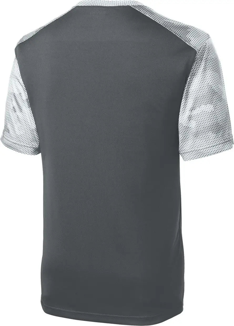 Sport-tek St371 Camohex Colorblock Tee - Iron Gray White - Gray/ / Adult Xs