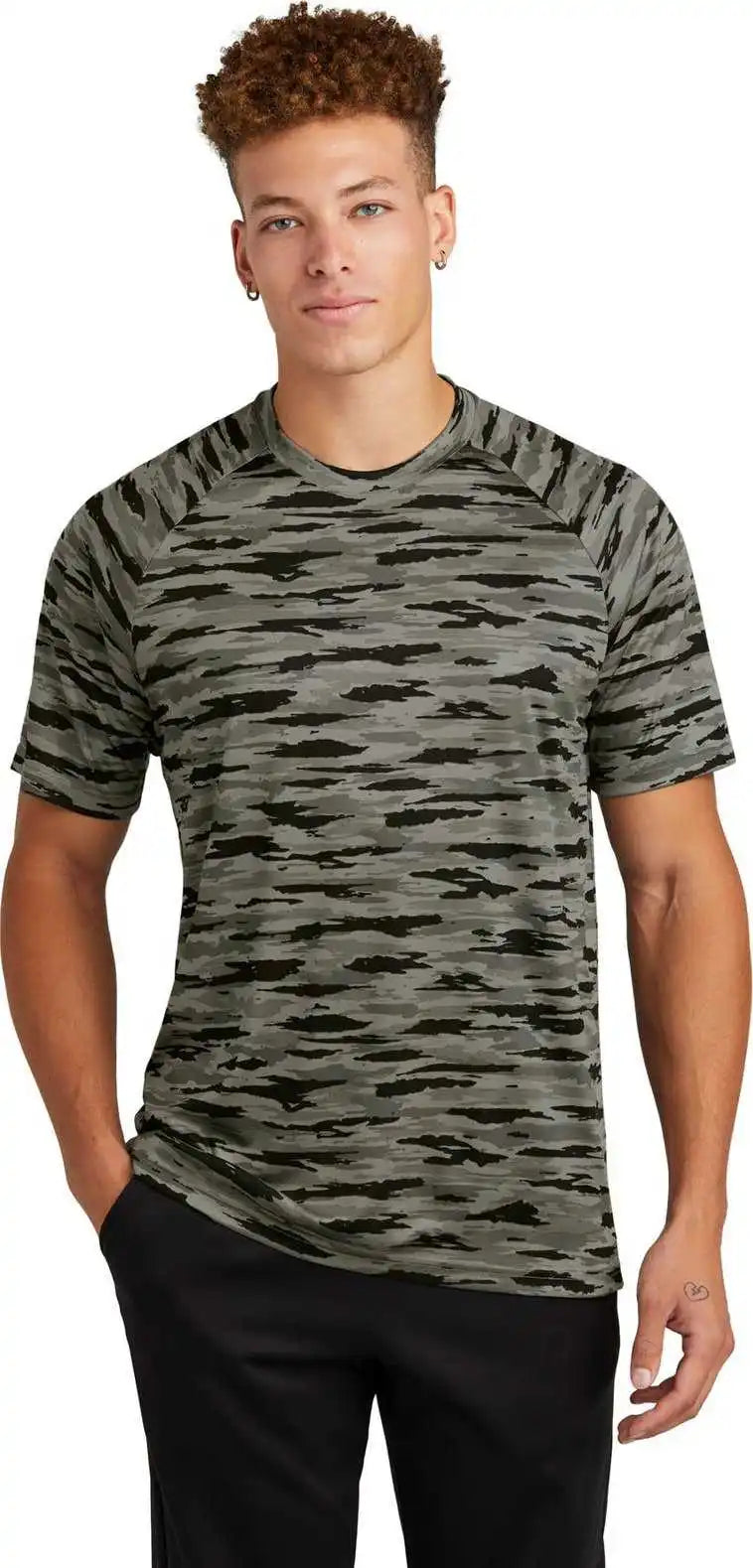 Sport Tek St375 Drift Camo Tee Black