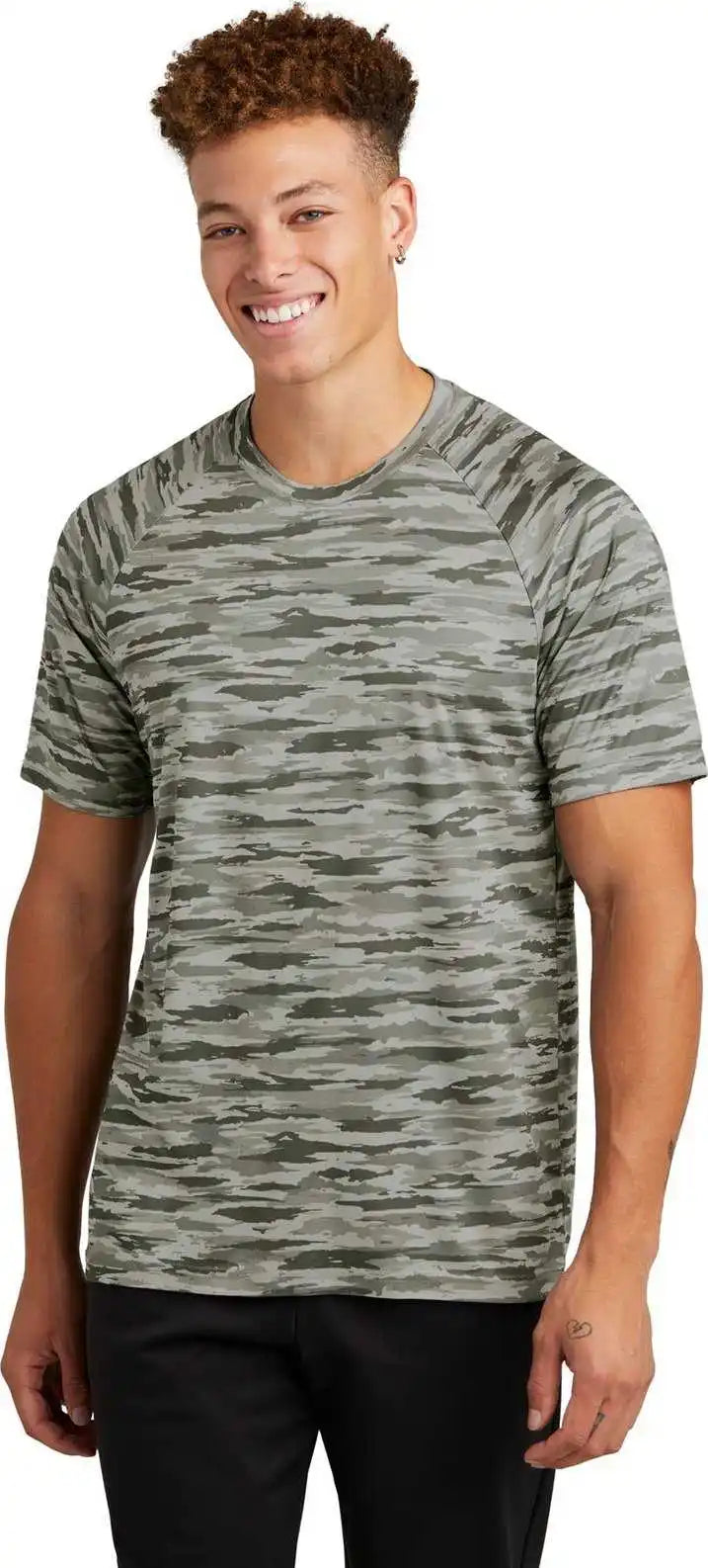 Sport Tek St375 Drift Camo Tee Silver