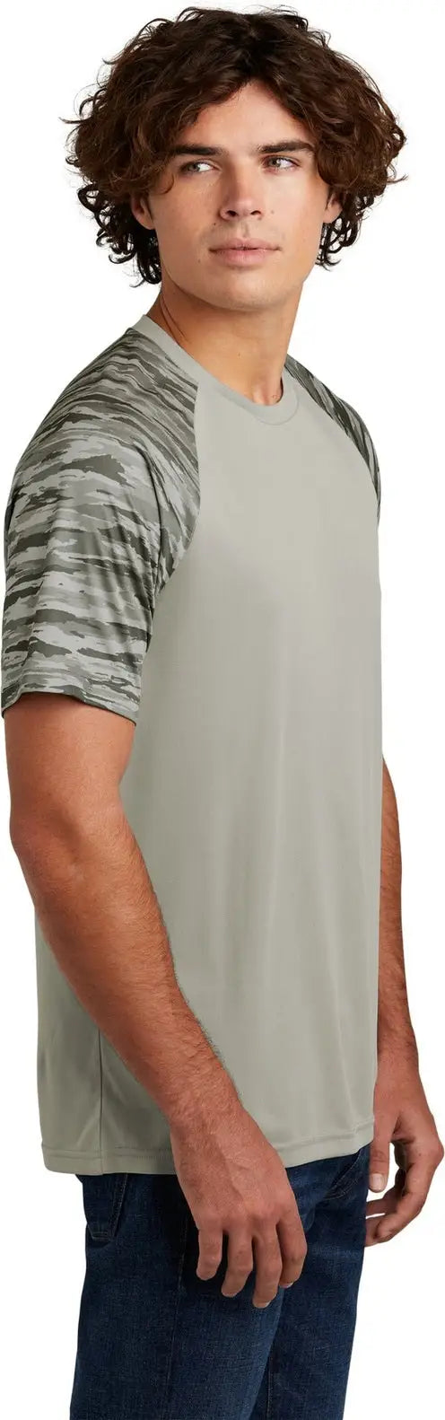 Sport-tek St376 Drift Camo Colorblock Tee - Silver