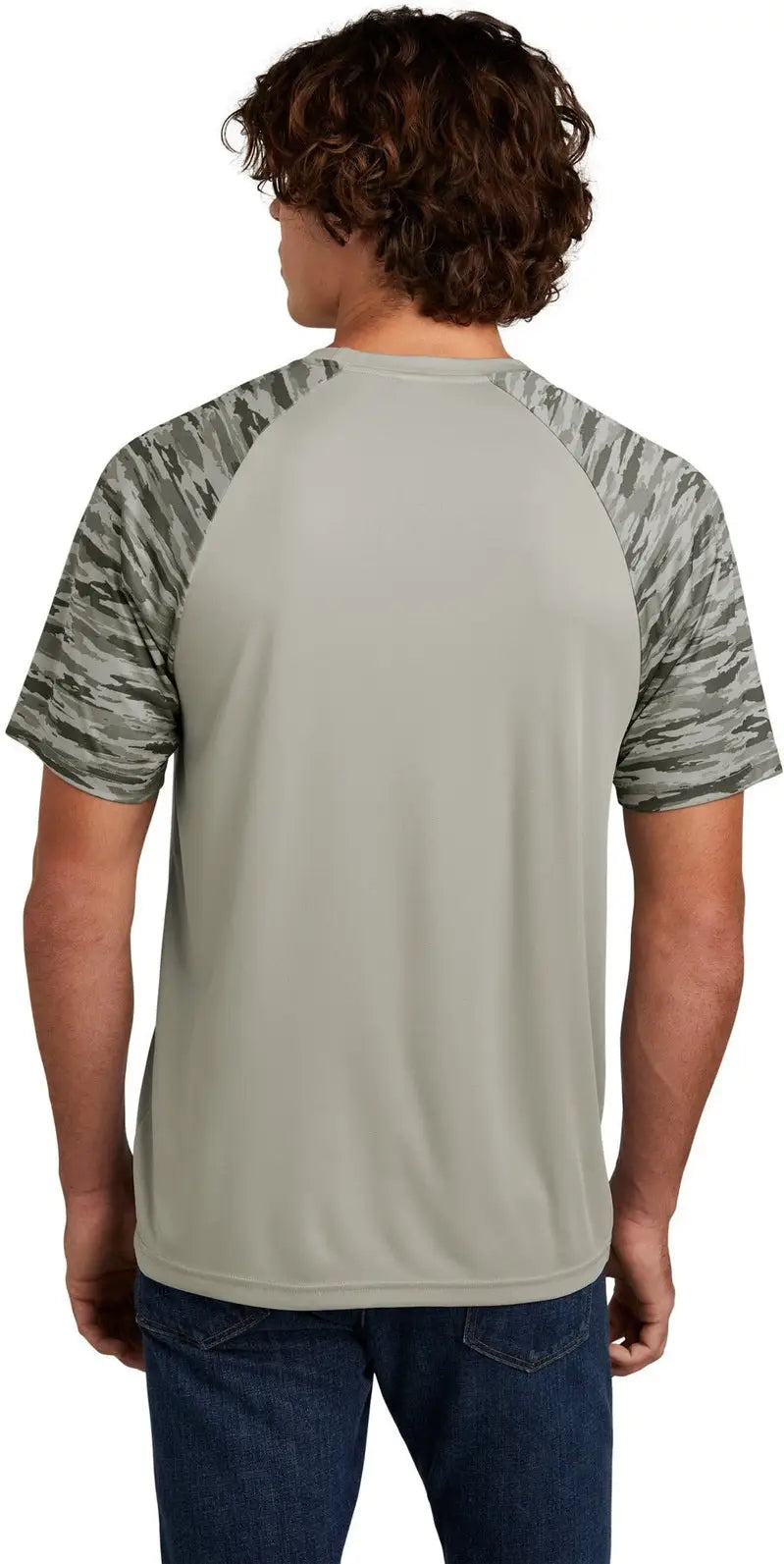 Sport-tek St376 Drift Camo Colorblock Tee - Silver