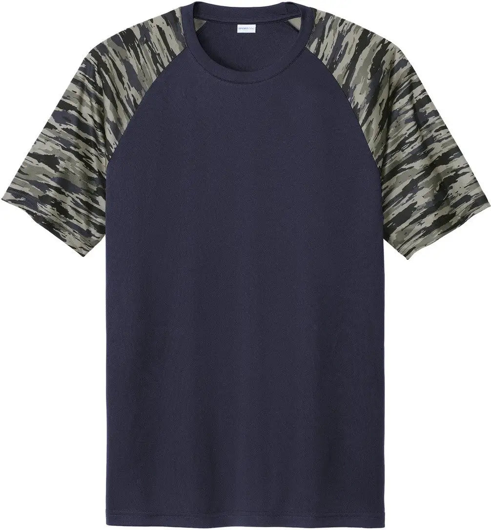 Sport-tek St376 Drift Camo Colorblock Tee - True Navy