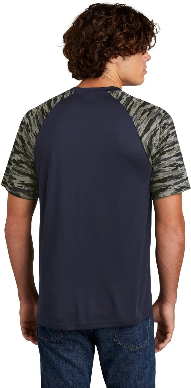 Sport-tek St376 Drift Camo Colorblock Tee - True Navy