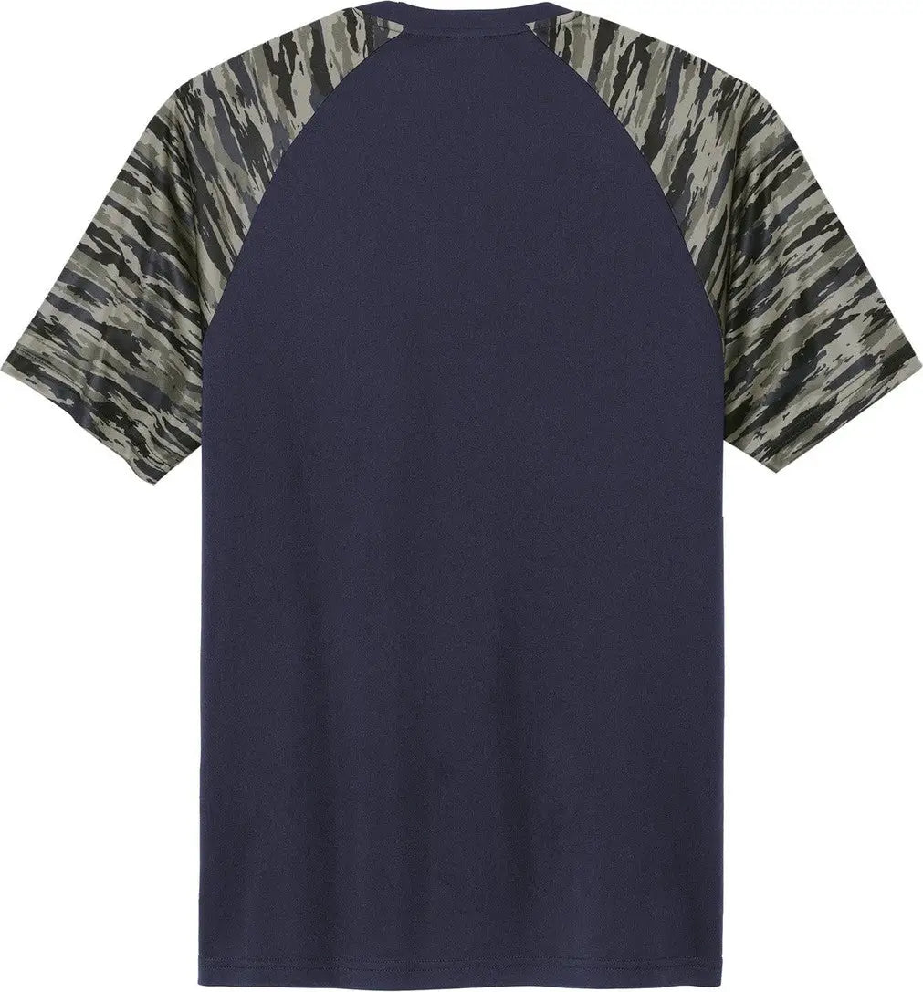 Sport-tek St376 Drift Camo Colorblock Tee - True Navy