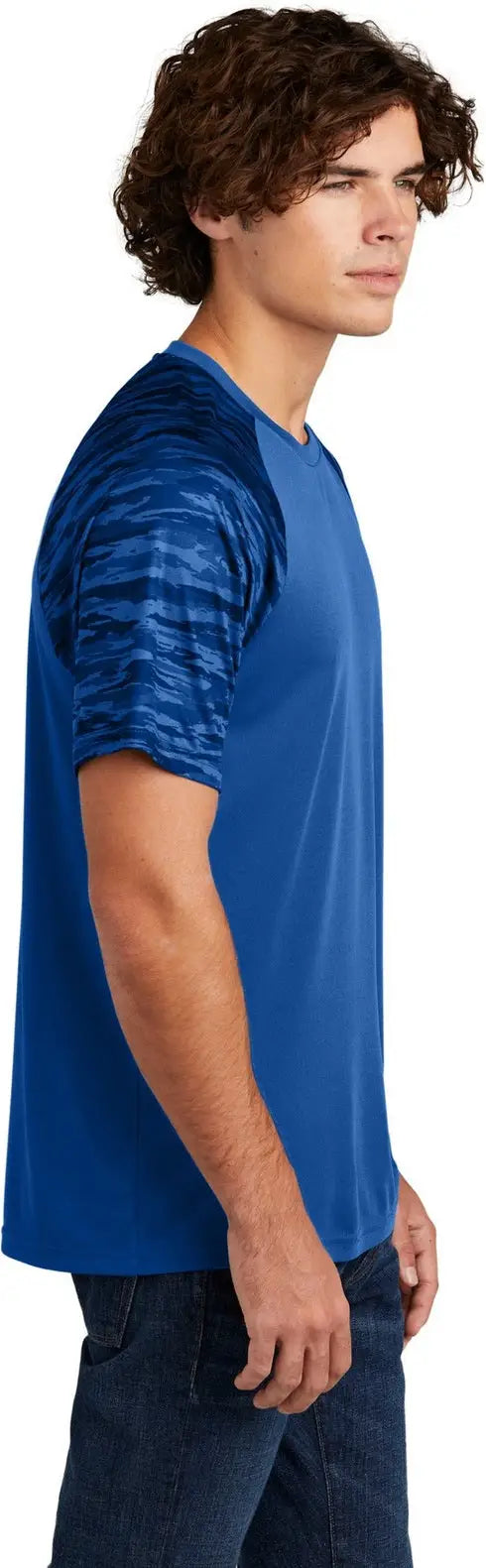 Sport-tek St376 Drift Camo Colorblock Tee - True Royal