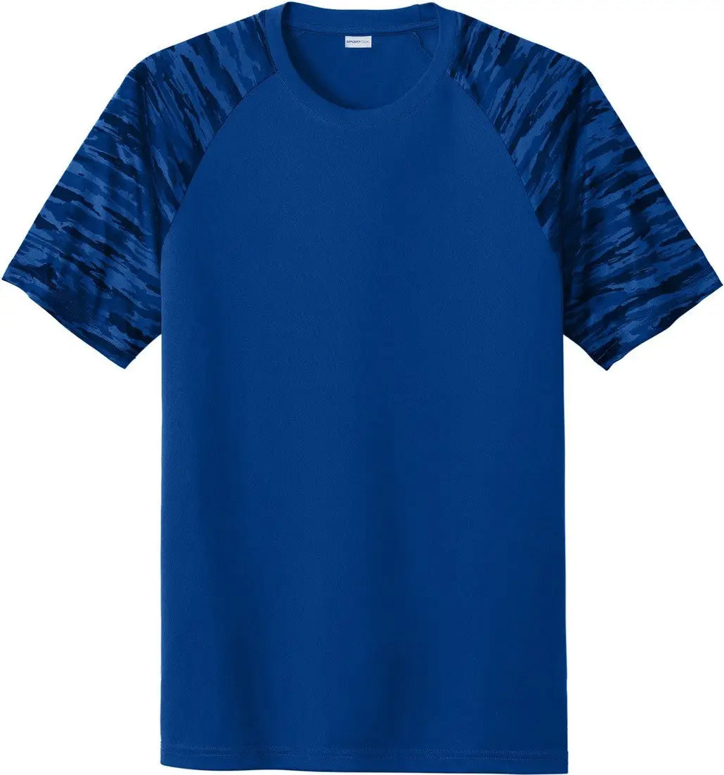 Sport-tek St376 Drift Camo Colorblock Tee - True Royal