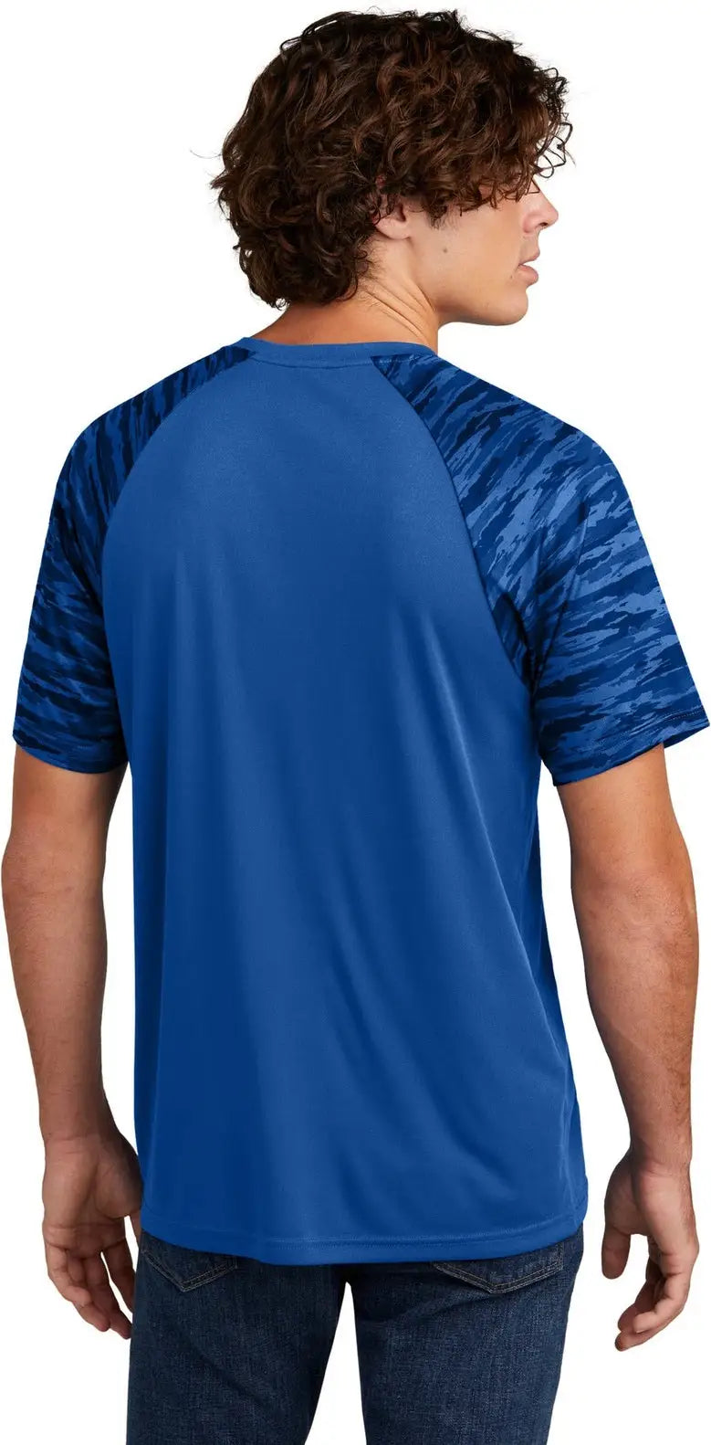 Sport-tek St376 Drift Camo Colorblock Tee - True Royal