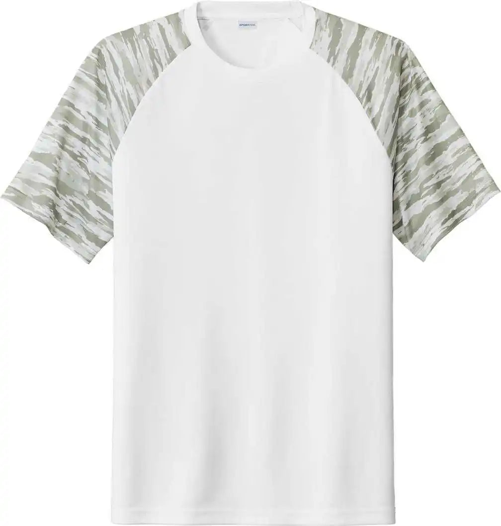 Sport-tek St376 Drift Camo Colorblock Tee - White