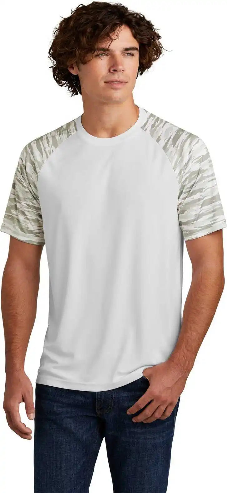 Sport-tek St376 Drift Camo Colorblock Tee - White