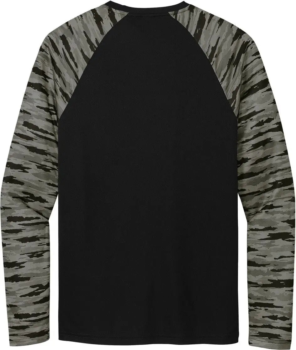 Sport-tek St376ls Drift Camo Colorblock Long Sleeve Tee - Black