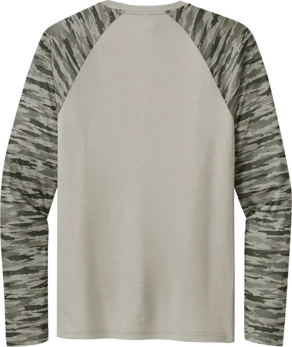 Sport-tek St376ls Drift Camo Colorblock Long Sleeve Tee - Silver
